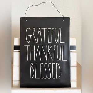 Rae Dunn Black Wall Plaque  “Grateful, thankful, blessed”